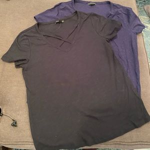 Two Saks Fifth Avenue T-Shirts with Cross Front